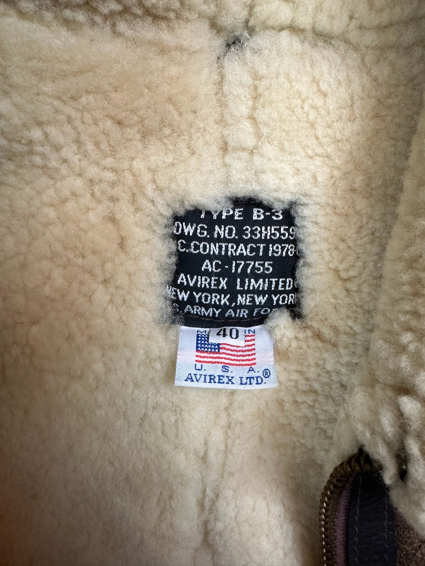 Vintage Avirex Shearling Sheepskin Bomber
