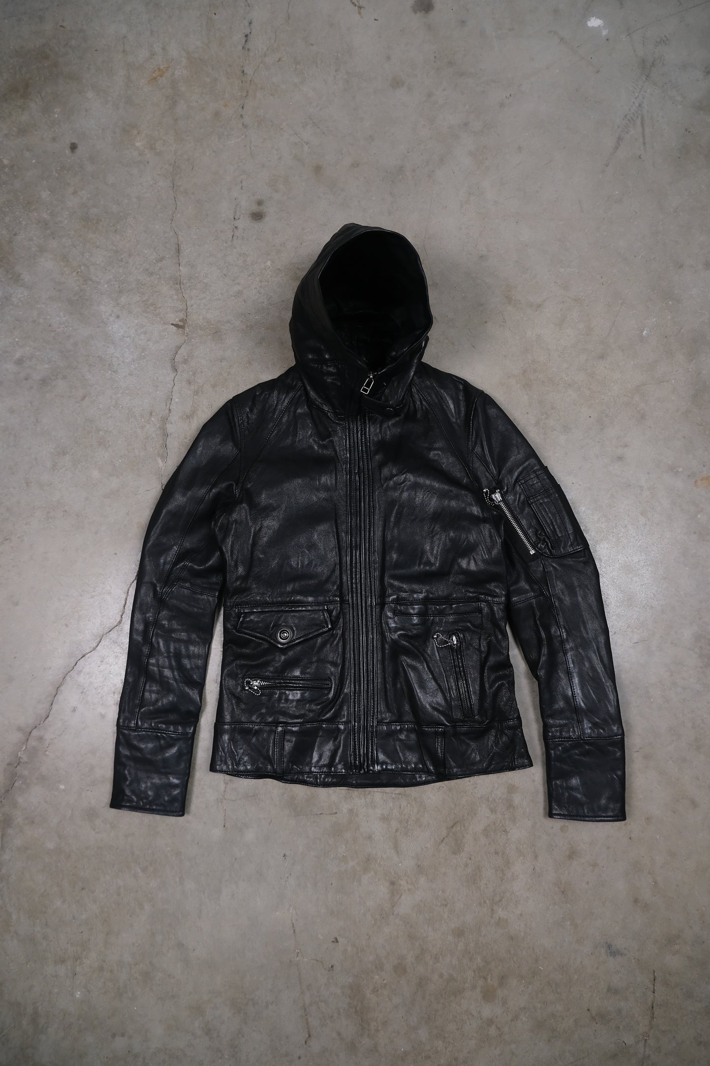 Avirex Rex Hooded Leather Jacket