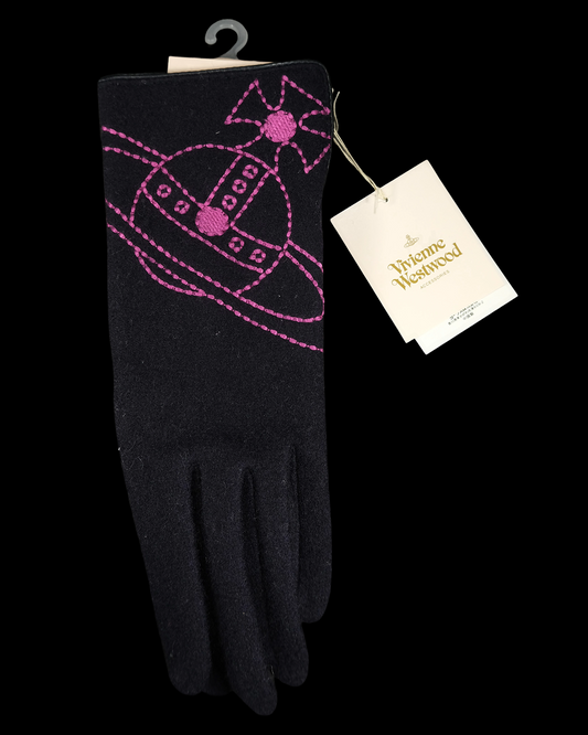 Vivienne Westwood Pink Embroidery Wool Gloves