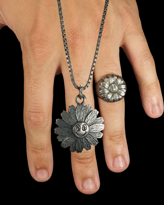 Hysteric Glamour Silver Sun Necklace + Ring Set